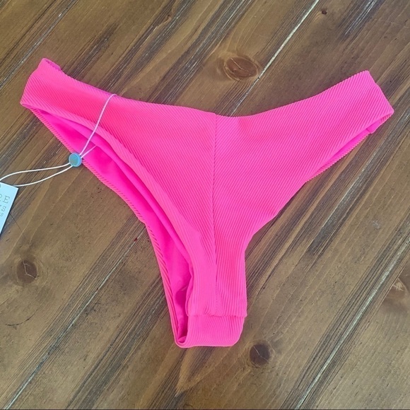 Nwt BEACH BABE Mia Ribbed Bikini Bottom Pink - Picture 4 of 7